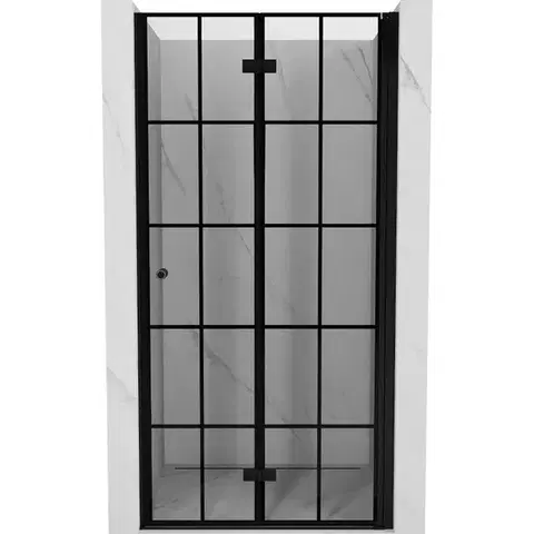 Sprchovacie kúty MEXEN - MIST dverná časť zalamovacia 60x200 cm 6mm čierna, dekor, pravé 8A6-060-000-70-77-P