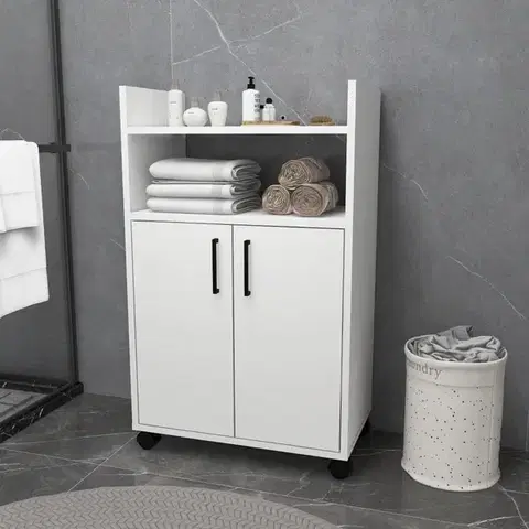 Kúpeľňové skrinky Viacúčelová skrinka Tiraks - White