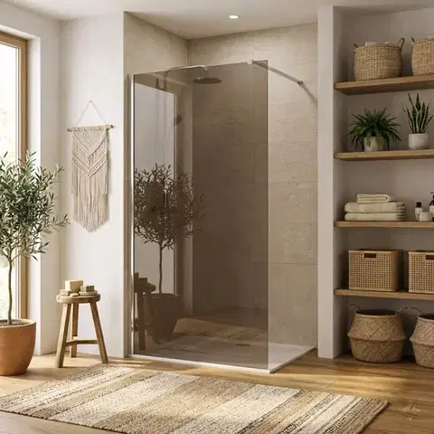 Sprchové dvere REA/S - Sprchová zástena Flexi Brown / Chrome 90 KPL-K99073