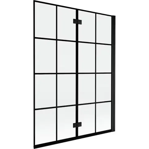Sprchové dvere MEXEN - MIST vaňová zástena 130x150 cm 6mm 2-s, čierna, dekor, pravá 8A9-130-002-70-77-P
