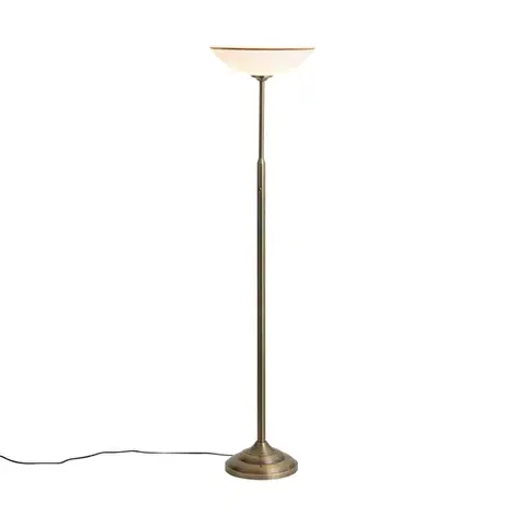 Stojace lampy Klasická stojaca lampa bronzová s opálovým sklom - Katarina