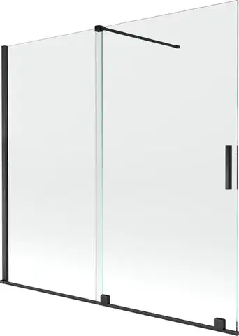 Sprchové dvere MEXEN/S - Velar Dvojkrídlová posuvná vaňová zástena 170 x 150, transparent, čierna 896-170-000-01-70