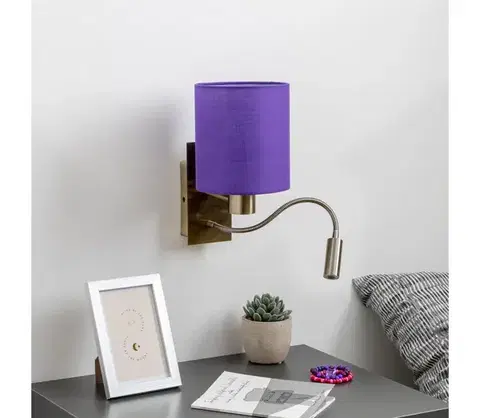 Svietidlá BRILAGI - LED Nástenná lampa NUBILA 1xE27/25W/230V + LED/3W mosadz/fialová BG1557+BG1580