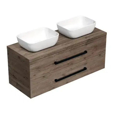 Kúpeľňový nábytok Kúpeľňová skrinka s čiernou úchytkou a krycou doskou SAT Cube Way 120x47,5x46 cm dub Wellington mat CUBE46C1203DW45 CUBE46C1203DW45
