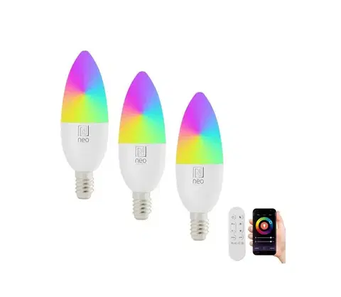 Žiarovky  NEO LITE SMART sada 3x žárovka LED E14 6W RGB+CCT, stmívatelná, Wi-Fi, Beacon, DO, TUYA 07716CDO
