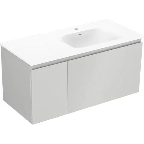 Kúpeľňový nábytok MEXEN/S - Orio kúpeľňová skrinka 100 cm s umývadlom Vela pravá, 1S, 1D, sivá mat/biela mat 91A13-10047-3-BBFF62-W23P01