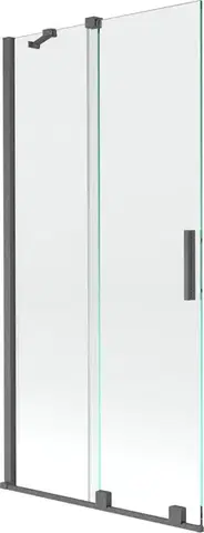 Sprchové dvere MEXEN/S - Velar Dvojkrídlová posuvná vaňová zástena 90 x 150, transparent, šedá kartáčovaná 896-090-000-01-66