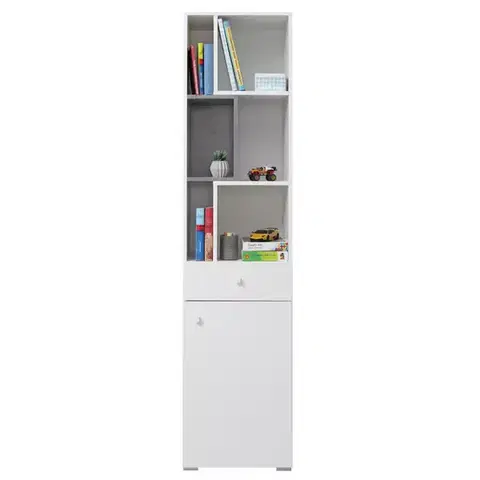 Vitríny a regály do obývačky Regál Sigma Si8  biely Lux/betón