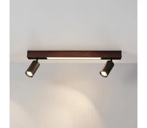 Svietidlá BRILAGI - LED Bodové svietidlo SELE 2xGU10/30W/230V + LED/15W čierna/dekor dubu WO-LEDSELE60-08-OEM