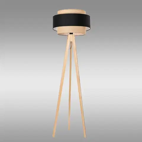 Lampy do obývačky Stojacia lampa S-SOSNA AB-TRIO JUTE/BLACK LP1