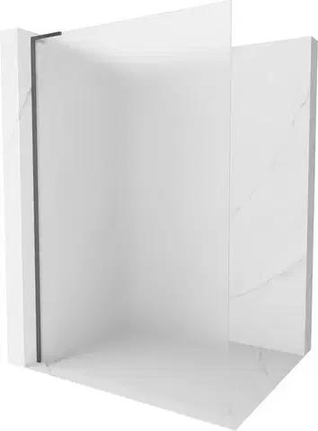 Sprchové dvere MEXEN/S - Kioto L Sprchová zástena WALK-IN 100 x 200, dekor, grafit kartáčovaná 800-100-103-66-30