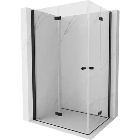 Sprchovacie kúty MEXEN/S - Mist-F Duo sprchovací kút skladacie dvere ľavá 105 x 100, transparent, čierna 8A6-105L-100P-70-00