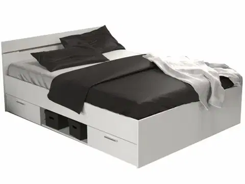 Postele KONDELA Michigan New 140 posteľový rám s úložným priestorom biela