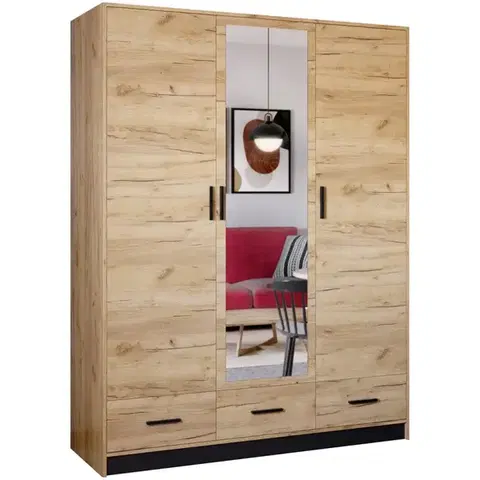 Šatníkové skrine Skriňa Sophie 150 craft/čierna