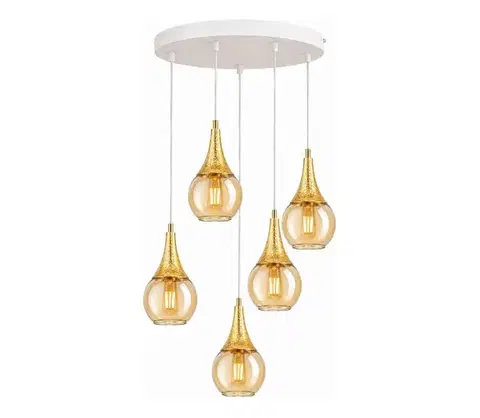 Svietidlá Keter Lighting Luster na lanku LACRIMA WHITE 5xE27/60W/230V pr. 45 cm 2327