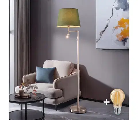 Lampy BRILAGI - LED stojacia lampa CERIA 1xE27/60W/230V + LED/2,1W matný chróm/zelená EG32514+EG781045
