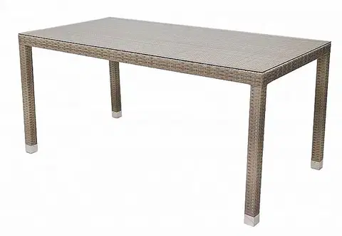 Stolčeky DEOKORK Záhradný ratanový stôl NAPOLI 160x80 cm (sivo-béžová)