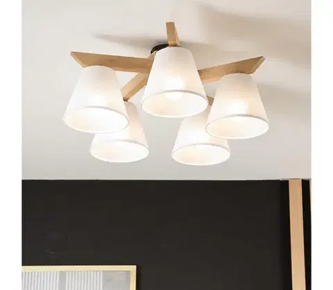 Svietidlá  Prisadený luster ANTONIO 5xE14/40W/230V dub LM-5.128/dąb/biały