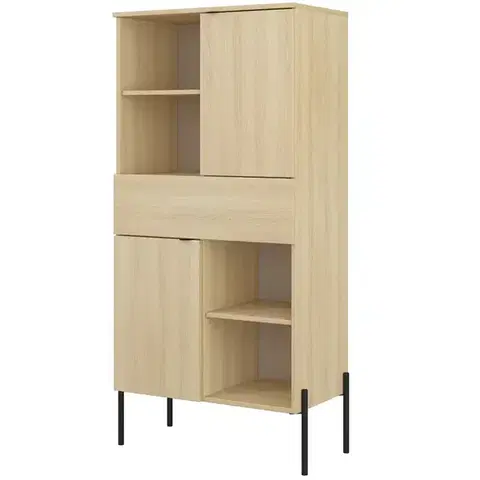 Komody so zásuvkami a dvierkami Komoda 2d1s Ore 42 Vysoká  Dub Lindberg