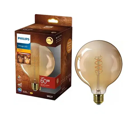 LED osvetlenie LED Stmievateľná žiarovka VINTAGE Philips G125 E27/7,3W/230V 2200K 872110304915500
