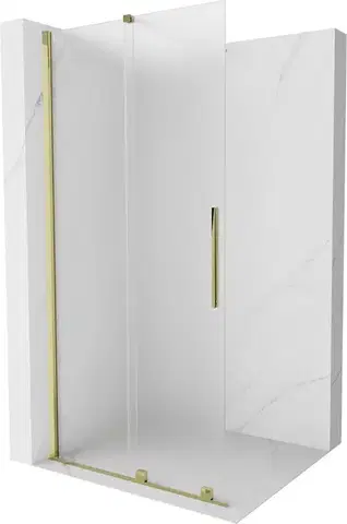 Sprchové dvere MEXEN/S - Velar Sprchová zástena posuvná Walk-in 90 x 200, dekor 8 mm, zlato 871-090-000-33-50