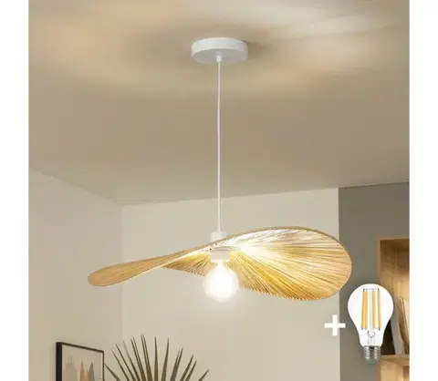 Svietidlá BRILAGI - LED luster na lankách CERIA BOHO 1xE27/40W/230V pr. 60 cm rafia EG300171+EG781095