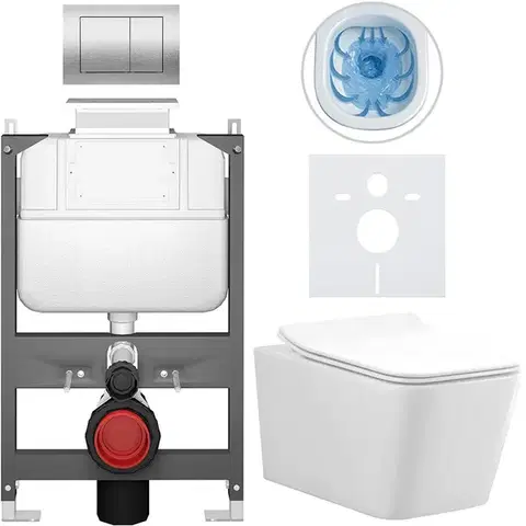 Záchody CERANO - Kompletný WC set Basic/Forte - biela lesklá - WC tlačidlo Maxio/Strieborná - ovládanie zhora - predstenová inštalácia - 51x36 CER-8050BD86130