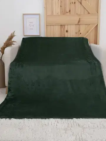 Deky MKLozkoviny.sk Deka mikroplyš Exclusive 150 × 200 cm – Laura tmavo zelená