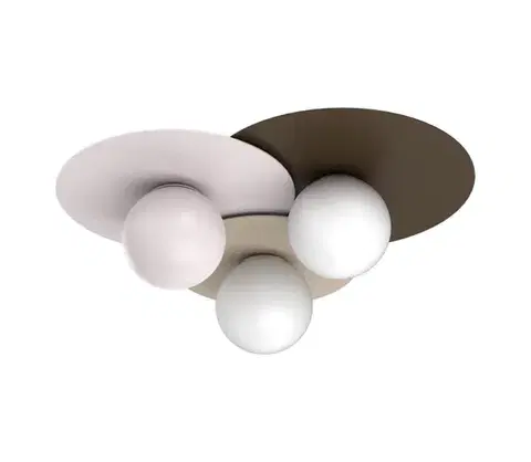 Svietidlá  Stropné svietidlo FLAT 3xE27/15W/230V 55x60 cm béžová/krémová/hnedá 9553