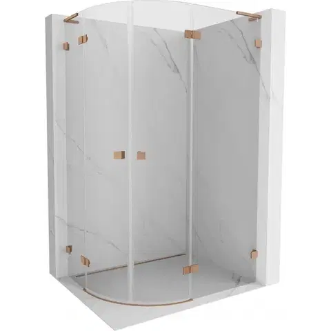 Sprchovacie kúty MEXEN/S - Lunar L sprchový kút štvrťkruh krídlový pravá 100 x 90, transparent, meď kartáčovaná 833L-100P-090L-65-00