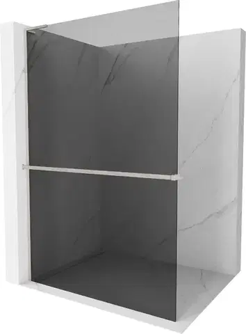 Sprchové dvere MEXEN/S - Kioto+ L Sprchová zástena WALK-IN s poličkou a držiakom uterákov 70 x 200, grafit, nikl kartáčovaná 800-070-123-97-40