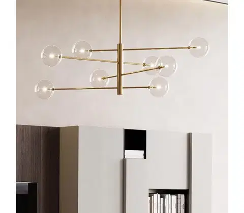 Svietidlá Ideal Lux - LED Luster na tyči EQUINOXE 8xG4/2W/230V pr. 128 cm mosadz/číra 275215