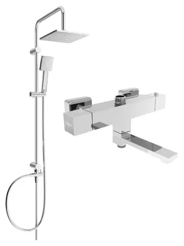 Sprchy a sprchové panely MEXEN/S - Tord sprchový stĺp vrátane sprchovej termostatickej batérie Cube, chróm 77910200-00