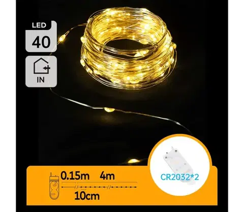 Vianočné dekorácie  B.V.  - LED  reťaz 40xLED/2x3V 4m teplá biela B10303K0X