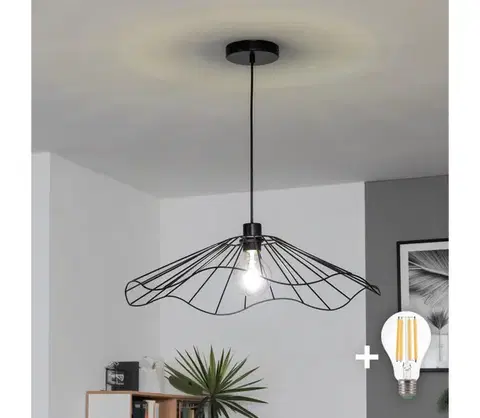 Svietidlá BRILAGI - LED luster na lanku CERIA WIRE 1xE27/40W/230V priemer 60 cm čierna BG3987+EG300156