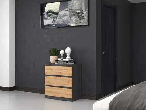 Komody a skrinky Zásuvková komoda WALMA M3, antracit/ dub artisan