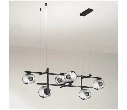 Svietidlá Ondaluce - Luster na lanku JEWEL 6xE14/10W/230V čierna/dymovo-čierna SO.JEWEL/6-NERO