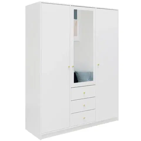 Šatníkové skrine Skriňa Siena D3 biela / zrkadlo