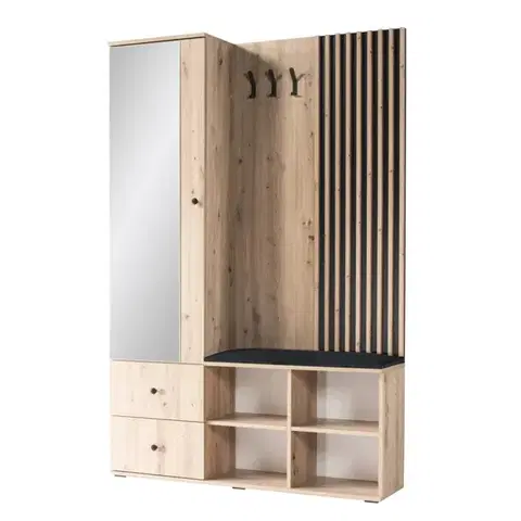 Predsieňové steny KONDELA Koli C predsieň dub artisan / čierna