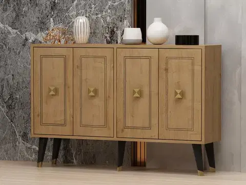 Komody Konzolový stolík Hartın - Sapphire Oak, Gold