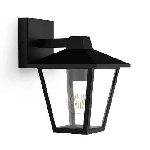 Záhradné lampy Philips Kinno vonkajšie nástenné svietidlo so svietením dole čierna, E27, max. 1x25 W
