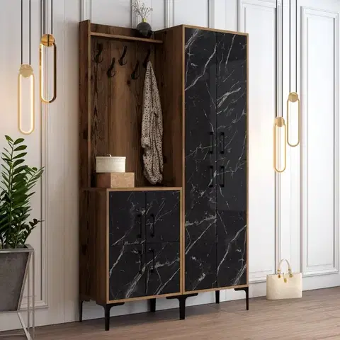 Predsieňové steny Predsieňová stena Berlin BA - Walnut, Black Marble