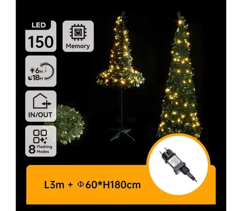 Vianočné dekorácie  B.V.  - LED vonkajší vianočný stromček 150xLED/230V 1,8m IP44 zelený, teplá biela B10303AAZZ