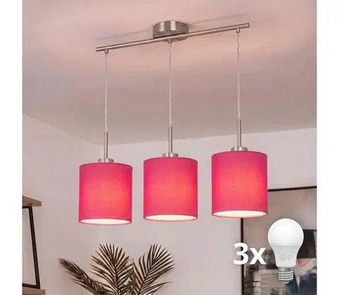Svietidlá BRILAGI - LED luster na lanku NUBILA 3xE27/60W/230V ružový EG32521+3xBG1577