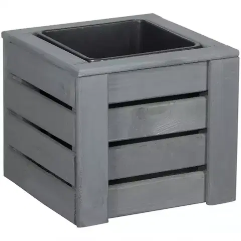 Záhrada Drevený obal na kvety Kwartet I šedá