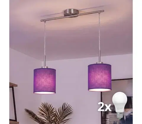 Svietidlá BRILAGI - LED luster na lanku NUBILA 2xE27/60W/230V fialová EG32519+2xBG1580