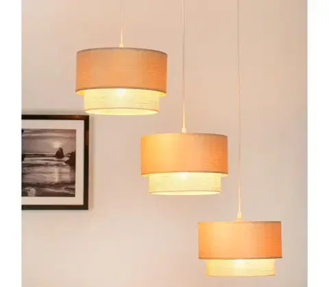 Svietidlá BRILAGI - Luster na lanku ARIZONA BOHO 3xE27/15W/230V béžová/biela 608343
