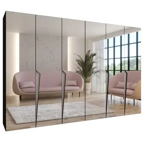 Šatníkové skrine Skriňa Piano 3-300 (2x150) čierna/kašmír