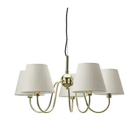 Svietidlá ByRydens 4202720-6509 - Luster na lanku LYNF 5xE14/8W/230V mosadz/biela 4202720-6509