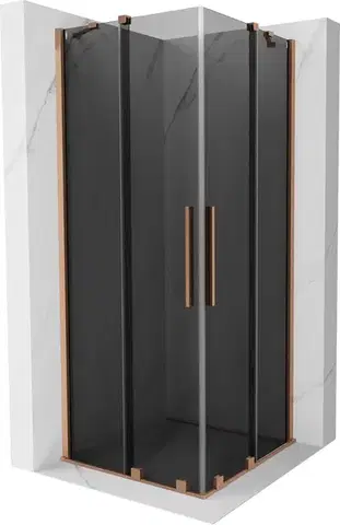 Sprchovacie kúty MEXEN/S - Velar Duo sprchovací kút, posuvné dvere 100 x 100, grafit, meď kartáčovaná 871-100-100-42-65